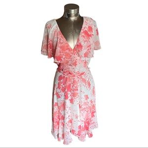 Jessica Howard Pink and White Chiffon Floral Dress
